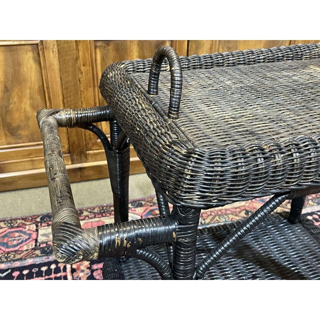 Rolling Rattan Serving Cart, 1970s For Sale - Image 13 of 14