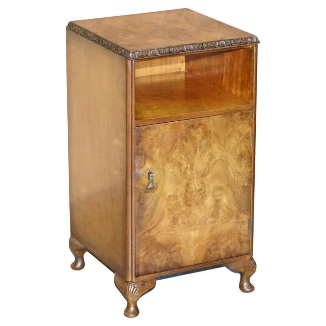 Vintage Burr & Walnut Bedside Cupboard, 1930s For Sale - Image 13 of 13