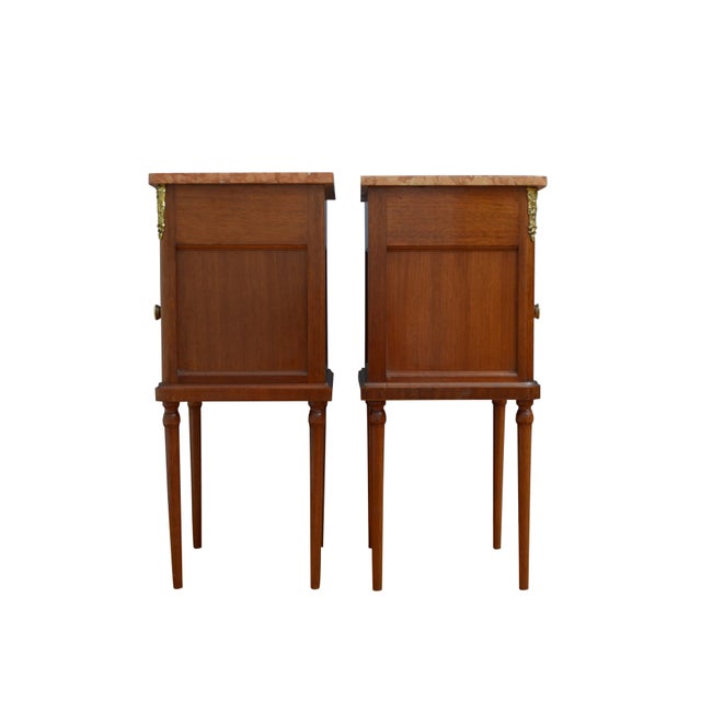 Antique French Mahogany Bedside Cabinets with Marble Tops, 1900, Set of 2 For Sale - Image 11 of 16