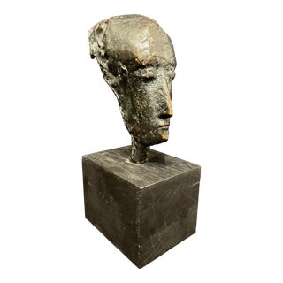 Mid 20th Century Brutalist Head / Face Sculpture Signed Haskin For Sale