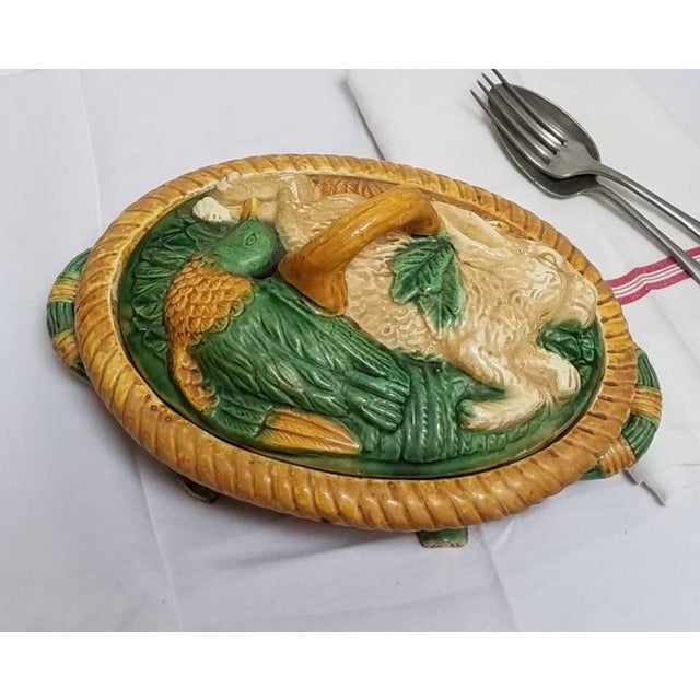 Farmhouse Zoomorphic Casserole Dish with Rabbit and Duck, 1930s For Sale - Image 11 of 11