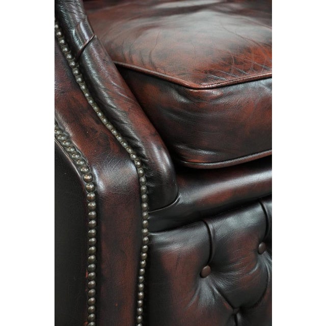 Chesterfield Club Chair in Red Flamed Cowhide Leather For Sale - Image 10 of 12