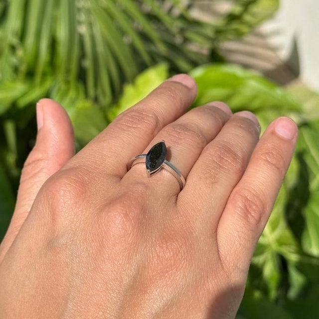 1.96ct Marquise Cut Black Diamond Solitaire Ring Size 5.5 in 14k White Gold For Sale In New York - Image 6 of 15
