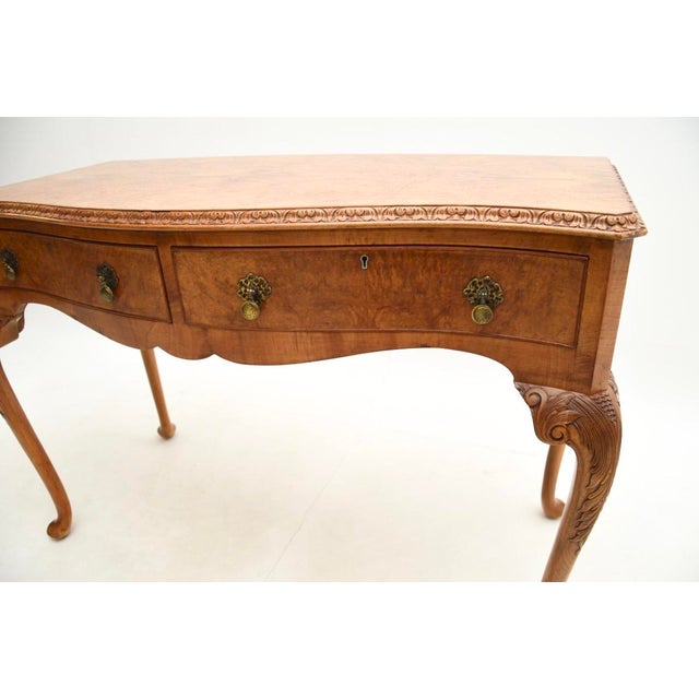 Brown Vintage Burr Walnut Console Table, 1920 For Sale - Image 8 of 11