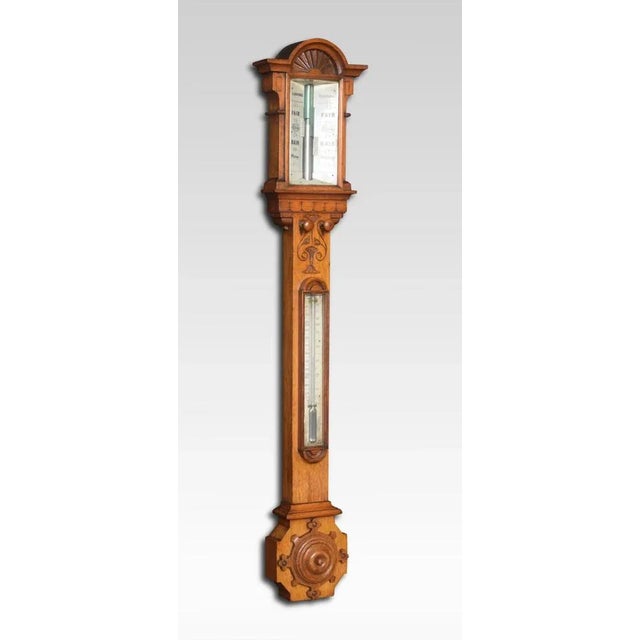 Oak Cased Stick Barometer by J Hughes, London For Sale - Image 6 of 6