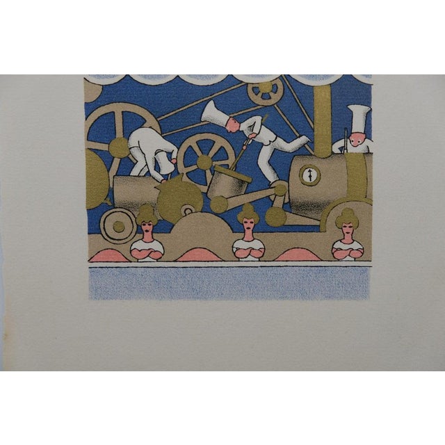Lucien Boucher, Le train à vapeur, Lithograph For Sale - Image 4 of 6
