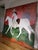 Red Birds, Angels, and Horse Rider, Mixed Media Equestrian Landscape Oil Painting For Sale - Image 8 of 16
