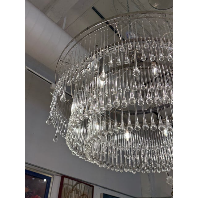 Transparent Ochre Light Drizzle Three-Tier Round Chandelier For Sale - Image 8 of 12