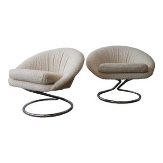 Chrome Chairs by Renato Zevi, a Pair For Sale