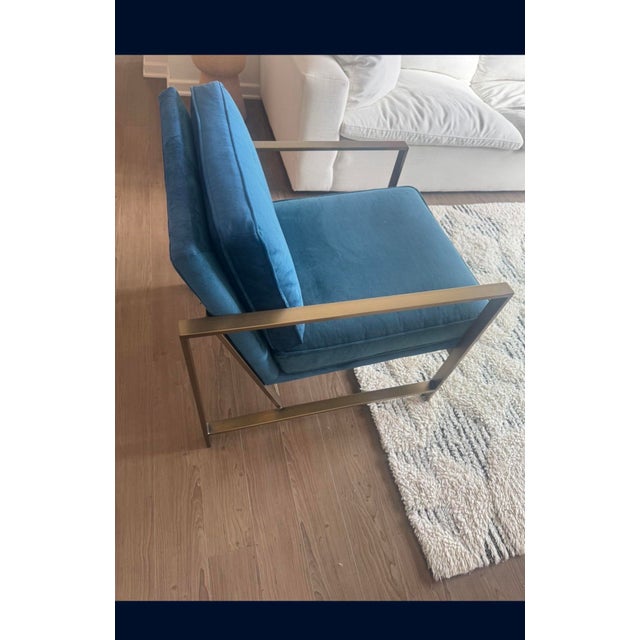 West Elm Chair 84 cm w x 68.5 cm d x 79 cm h. Celestial Blue Love this chair but no longer need it! Moving :)