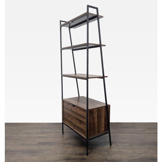 Walker Edison Industrial Ladder Bookshelf With Drawer Storage For Sale - Image 4 of 9