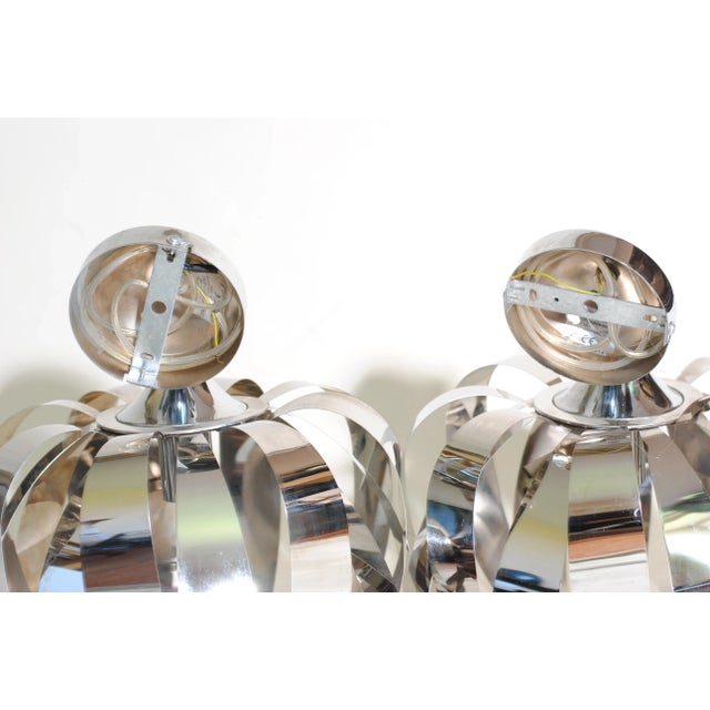 Space Age Style Lights with Chrome Metal Slats, 1970s, Set of 2 For Sale - Image 10 of 12