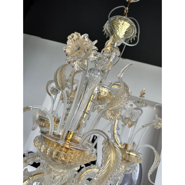Venetian Gold "Ca' Rezzonico" Murano Glass Chandelier For Sale - Image 6 of 9