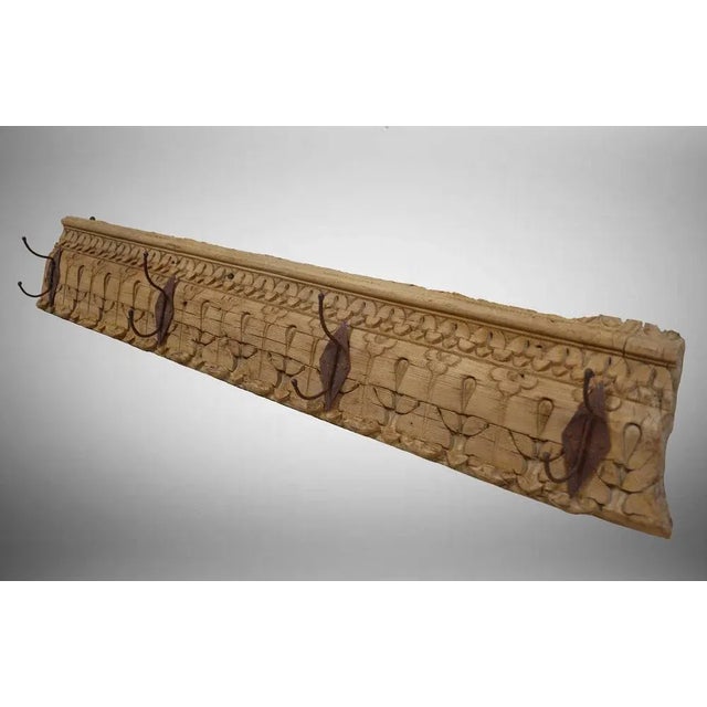 Antique Wood Handcarved Wall Coat Rack, 1890s For Sale - Image 11 of 13