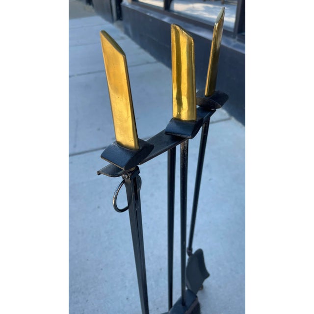 Metal Vintage Mid Century Modernist Donald Deskey Fireplace Tool Set, 4 Pieces For Sale - Image 7 of 11