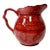 1990s Boho Chic Farmhouse Scalloped Handle Hand Painted Ceramic Pitcher. For Sale