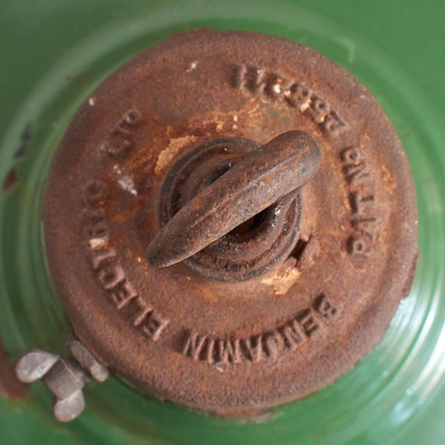 Green Enamel Pendant Light from Benjamin, 1940s For Sale - Image 6 of 8