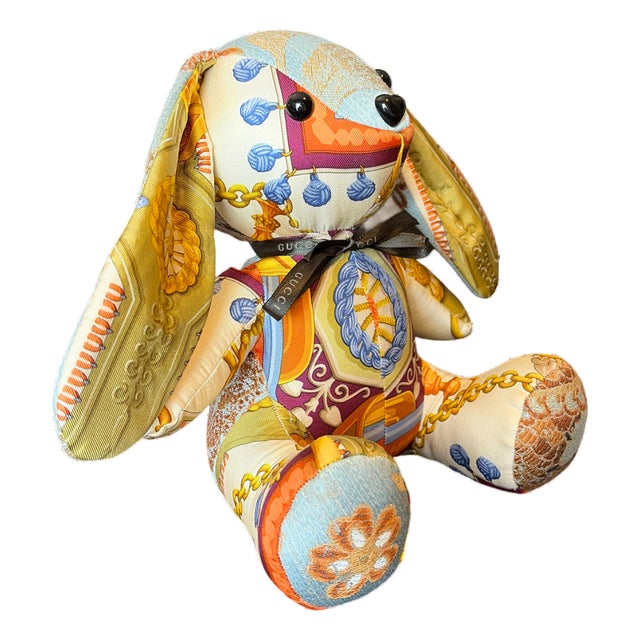 Gucci Tassels Vintage Silk Scarf Clever Bunny For Sale