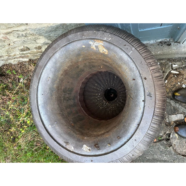 1990s Estate-Sized Cast Metal Garden Urns, A Pair For Sale - Image 12 of 12