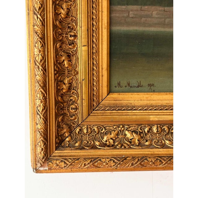 European School, Lakeside Villa with Swans, 1890s, Oil on Canvas, Framed For Sale - Image 10 of 12