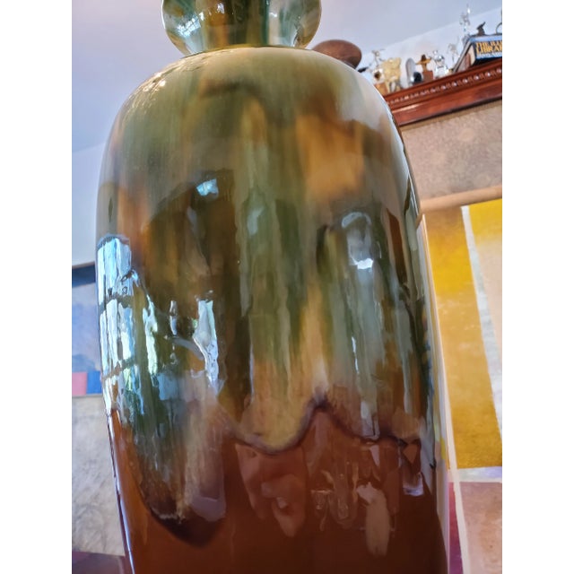 Ceramic Vintage Mid Century Modern Dramatic Studio Ceramic Glazed Lamp For Sale - Image 7 of 7