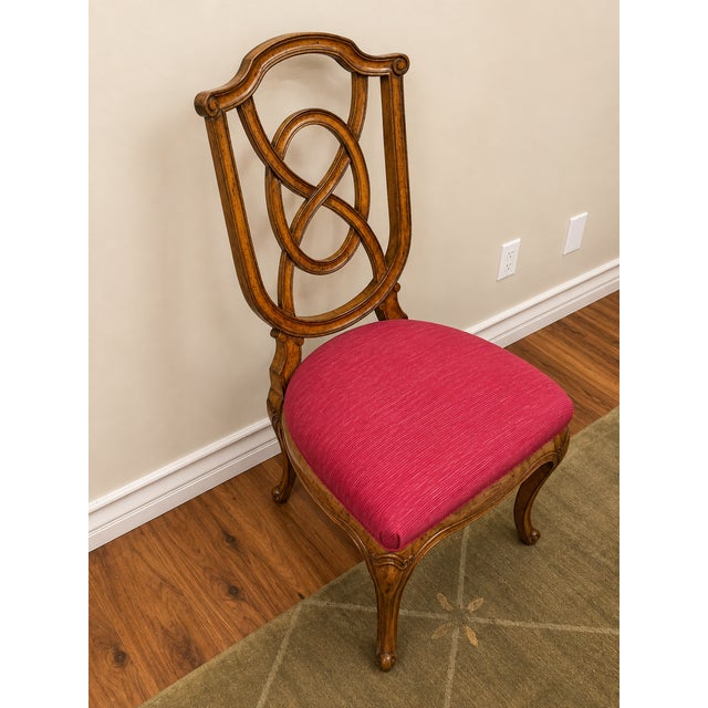 Wood Vintage 10-Piece Carved Wood Dining Chair Set - 8 Side Chairs & 2 Upholstered Armchairs For Sale - Image 7 of 12