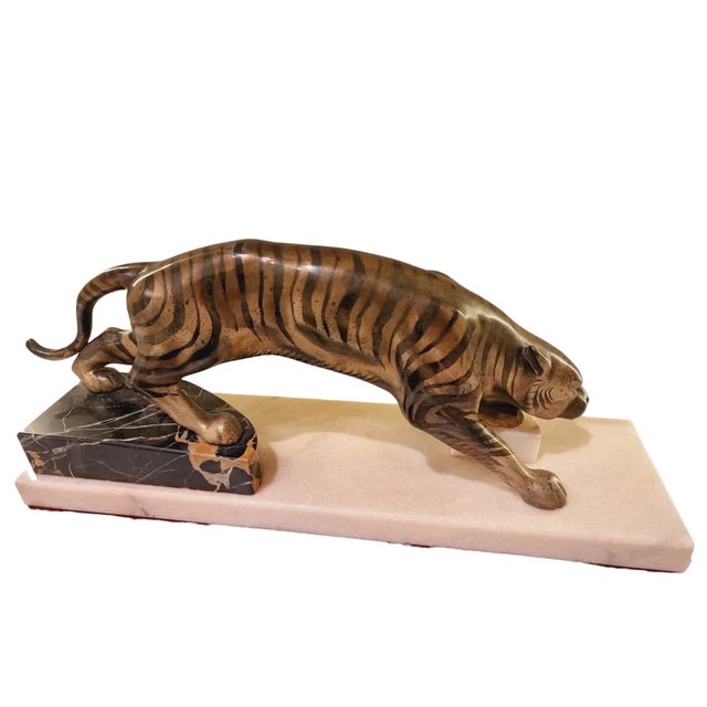 Metal Art Deco Figure Pouncing Tiger, 1920s For Sale - Image 7 of 8