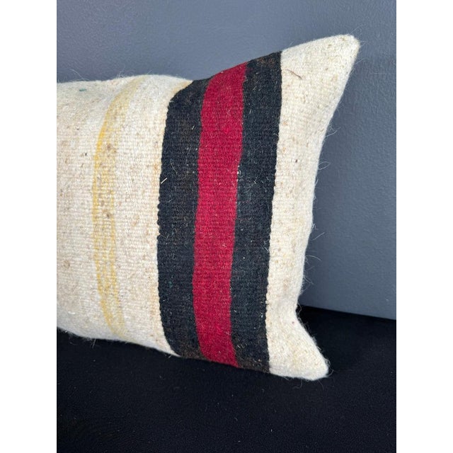 Turkish Hemp Pillow Cushion Natural Beige Red Pillow Cushion Cover 16" x 24" For Sale - Image 4 of 4