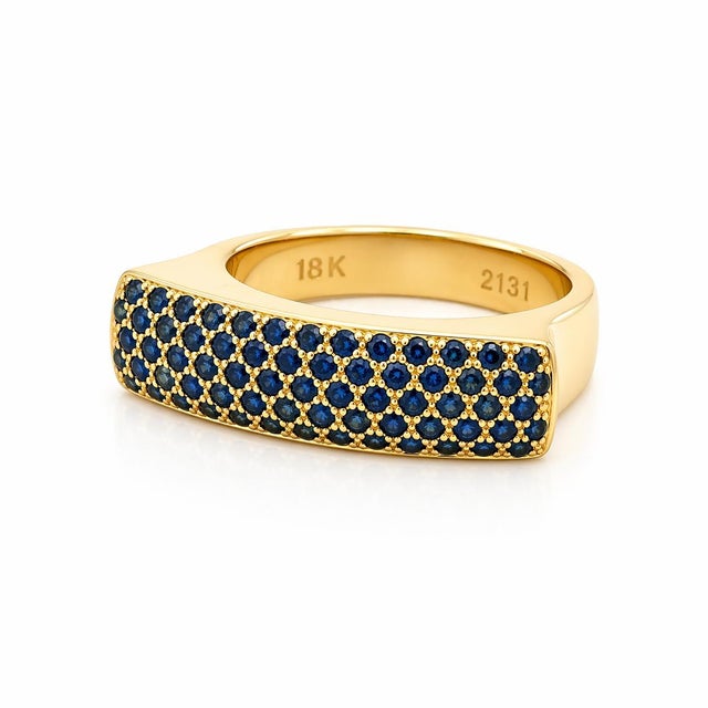 Contemporary David Vangelder of Paris 18k Rose Gold Sapphire Ring, Size 6.5 For Sale - Image 3 of 5