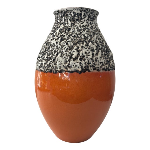 Orange Glazed Fat Lava Oval Vase by Trude Carstens for Carstens Tönnieshof, 1970 For Sale