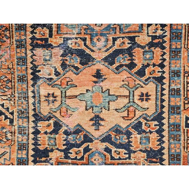 Vintage Persian Heriz Karajah Rug, Hand-Knotted Wool, Geometric Pattern, Blue & Rust-Red, 3x4 For Sale - Image 10 of 14