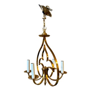 Mid-Century Vintage Brass Chandelier Fleur-De-Lis Design French and Classic Influences For Sale