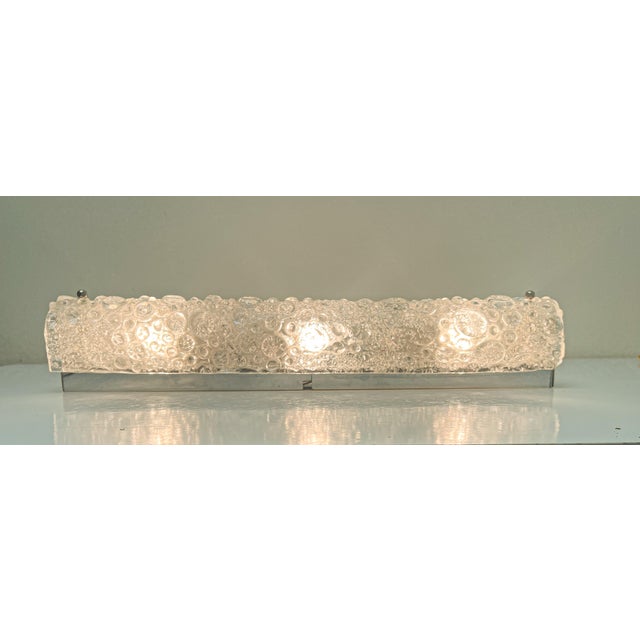 1970s Long Bubble Ice Glass Tube Wall Lamp from Hillebrand Lighting, 1970s For Sale - Image 5 of 16