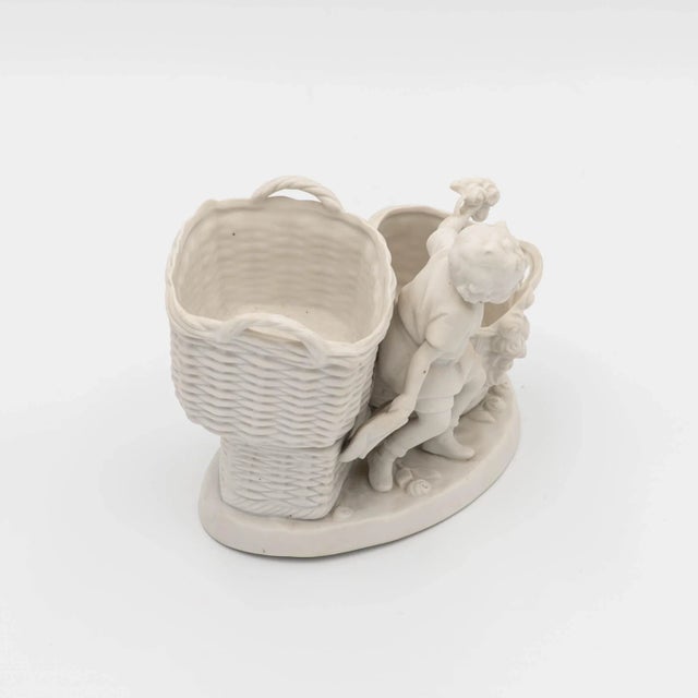 Rustic Early 20th Century Parian Figural Group With Baskets For Sale - Image 3 of 7
