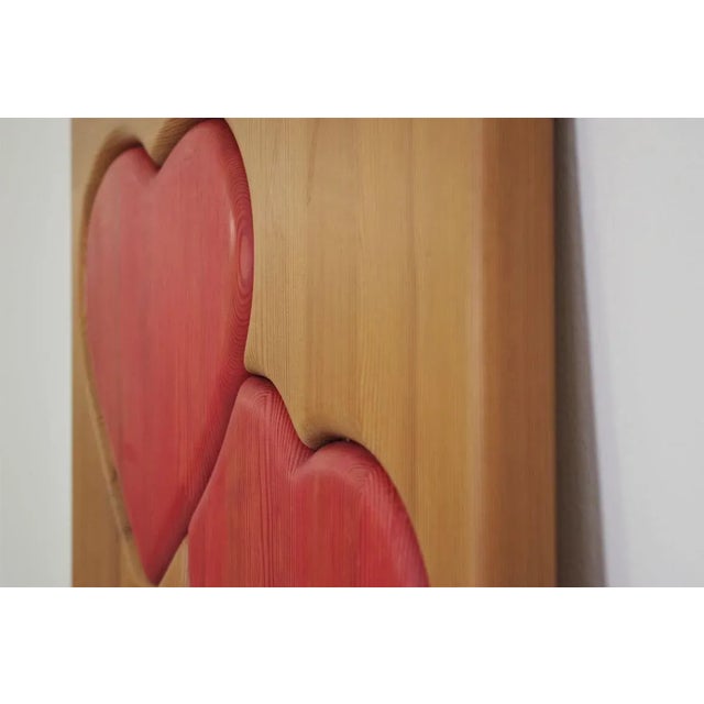 Handcrafted Painted Pinewood Panel, 1990s For Sale - Image 3 of 9