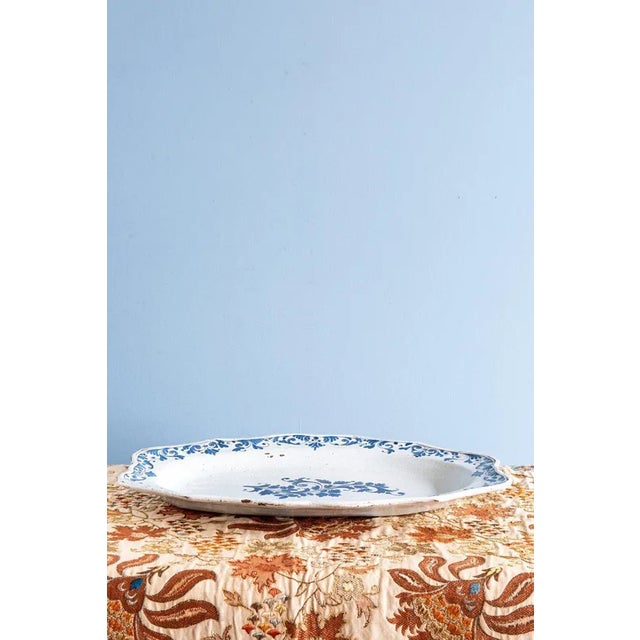 Antique Blue Floral Dish from Strasbourg Faience For Sale - Image 4 of 7