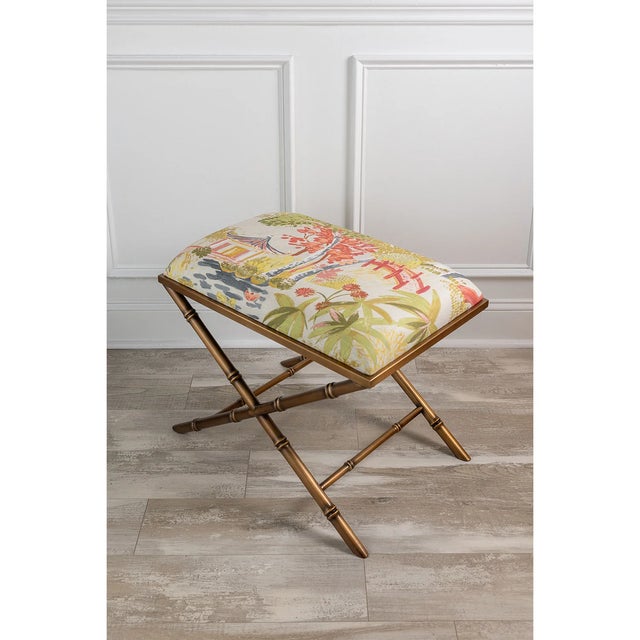 Metal Lauderdale Brass Bamboo Leg Bench, Imperial Summer For Sale - Image 7 of 11