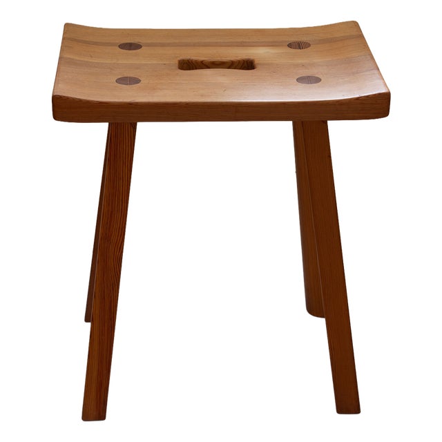 Swedish Pine Stool by Carl Malmsten, 1950s For Sale