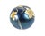 A 1976 iridescent art glass paperweight by Orient and Flume. This spherical paperweight features yellow flowers against a...
