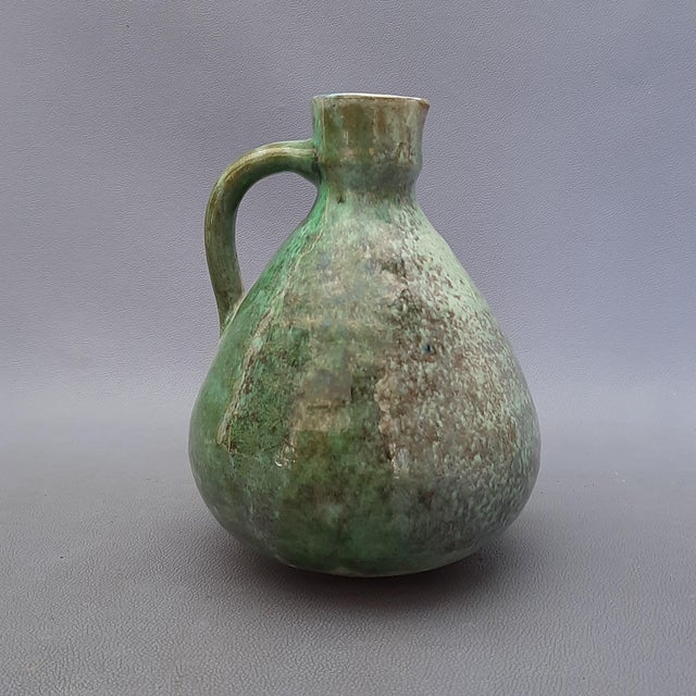 Green Majolica Jug Artistic Shaded Green Vase, 1960s For Sale - Image 8 of 13
