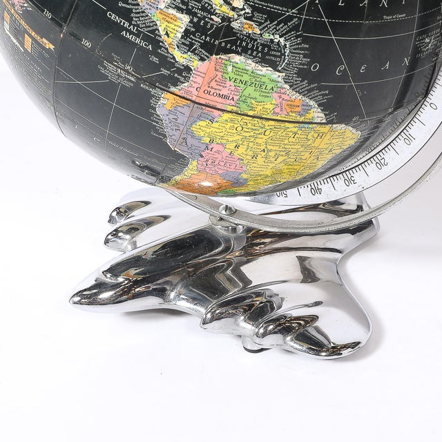 Art Deco Aviation Globe on Sculptural Airplane Base in Chrome For Sale In New York - Image 6 of 14