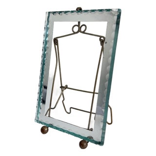 French Art Deco Brass & Chip Glass Easel Picture Frame For Sale