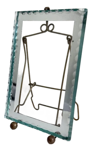 French Art Deco Brass & Chip Glass Easel Picture Frame