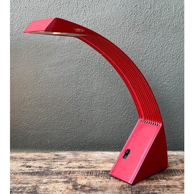 Vintage Italian Marco Zotta Red Arched Desk Lamp For Sale - Image 12 of 17