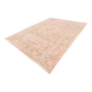 1960s Soft Handmade Oushak Wool Vintage Area Rug For Sale