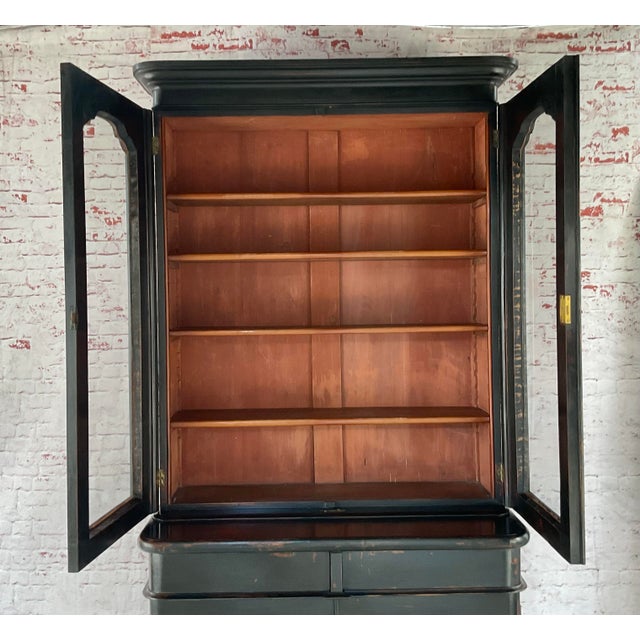 Wood English Regency Ebonized Wood Bookcase Cabinet, 19th Century For Sale - Image 7 of 10