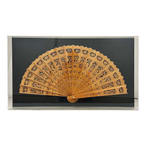 Mid-20th Century Chinese Boxwood Carved Decorative Fan