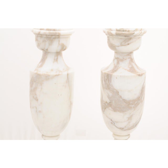 Wood Pair of Exquisite 1930s Italian Marble Urns For Sale - Image 7 of 11