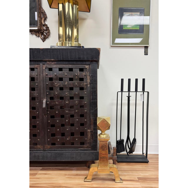 Antique Brass and Cast Iron Andirons or Chenets, a Pair For Sale - Image 12 of 12