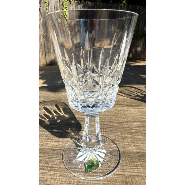 Traditional Late 20th Century Waterford Rosslare Crystal Water Goblets Set of 4 Signed Ireland-1 Original Tag For Sale - Image 3 of 8